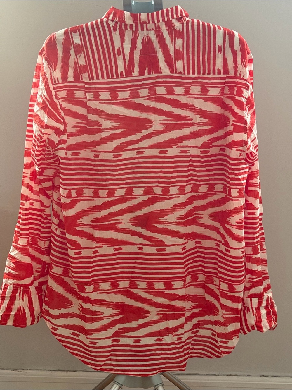 Coniglio Palm Beach Red White Print Cotton Button Down Shirt Like New - Picture 6 of 14